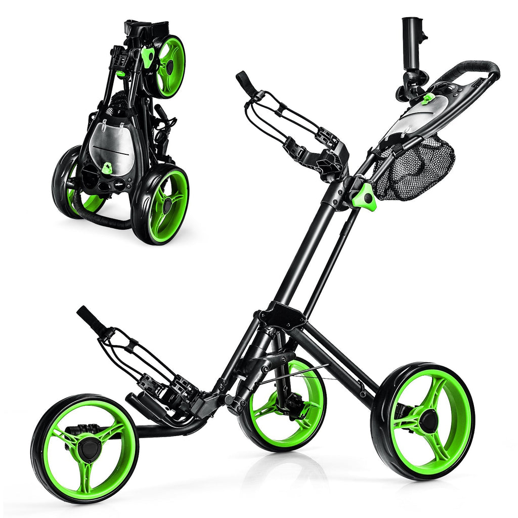 Folding 3 Wheels Golf Push Cart with Brake Scoreboard Adjustable Handle