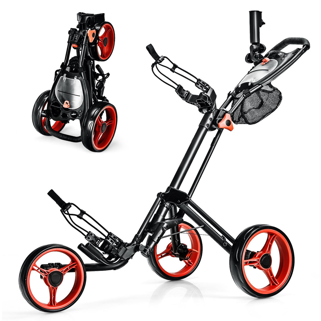Folding 3 Wheels Golf Push Cart with Brake Scoreboard Adjustable Handle