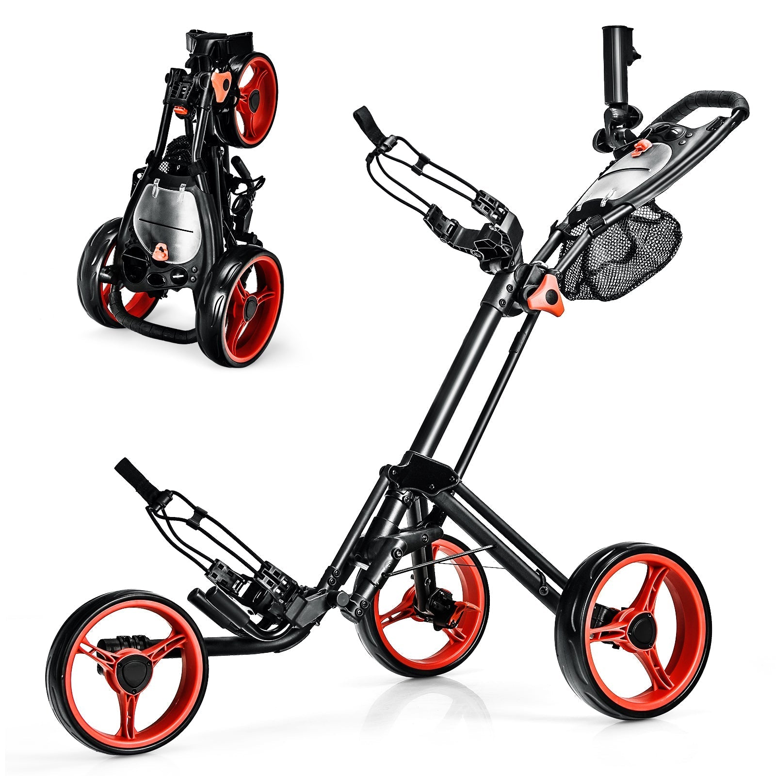 Folding 3 Wheels Golf Push Cart with Brake Scoreboard Adjustable Handle