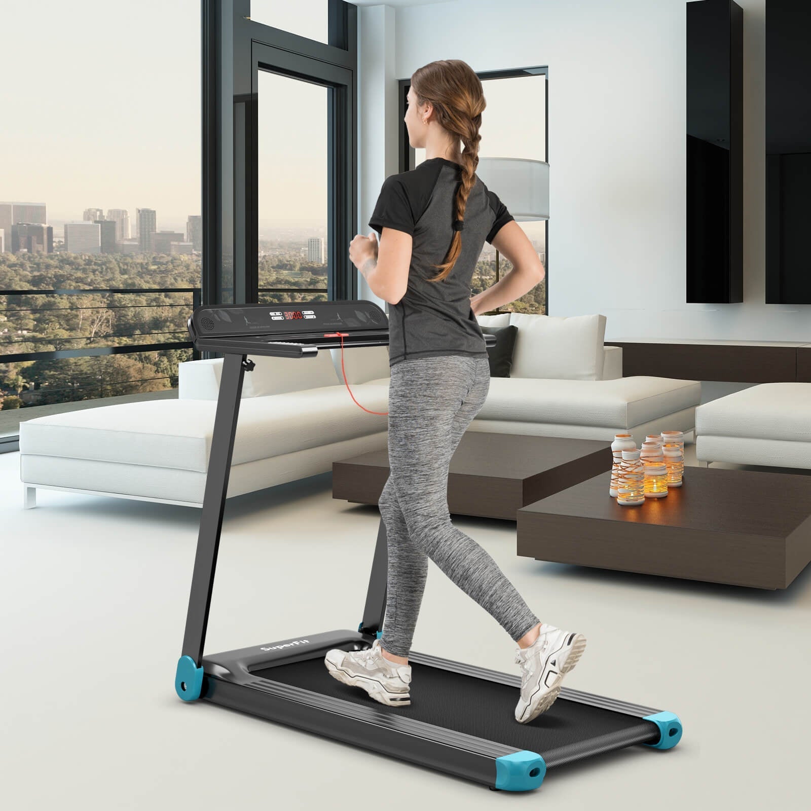 Folding Electric Compact Walking Treadmill with APP Control Speaker