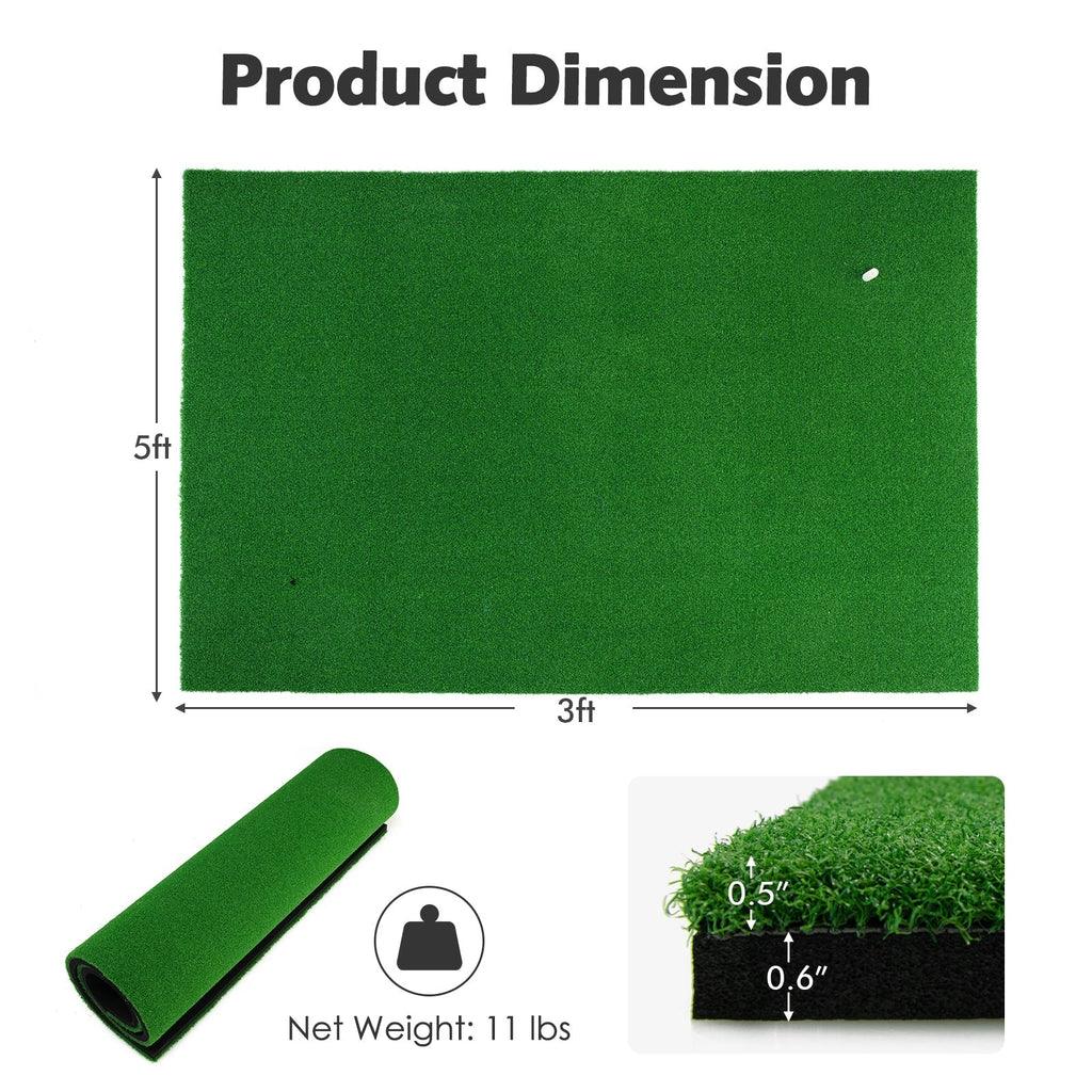 5 x 3 Feet Golf Mat with 3 Rubber Tees