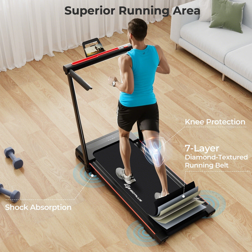 3-in-1 Folding Treadmill with Large Desk and LCD Display