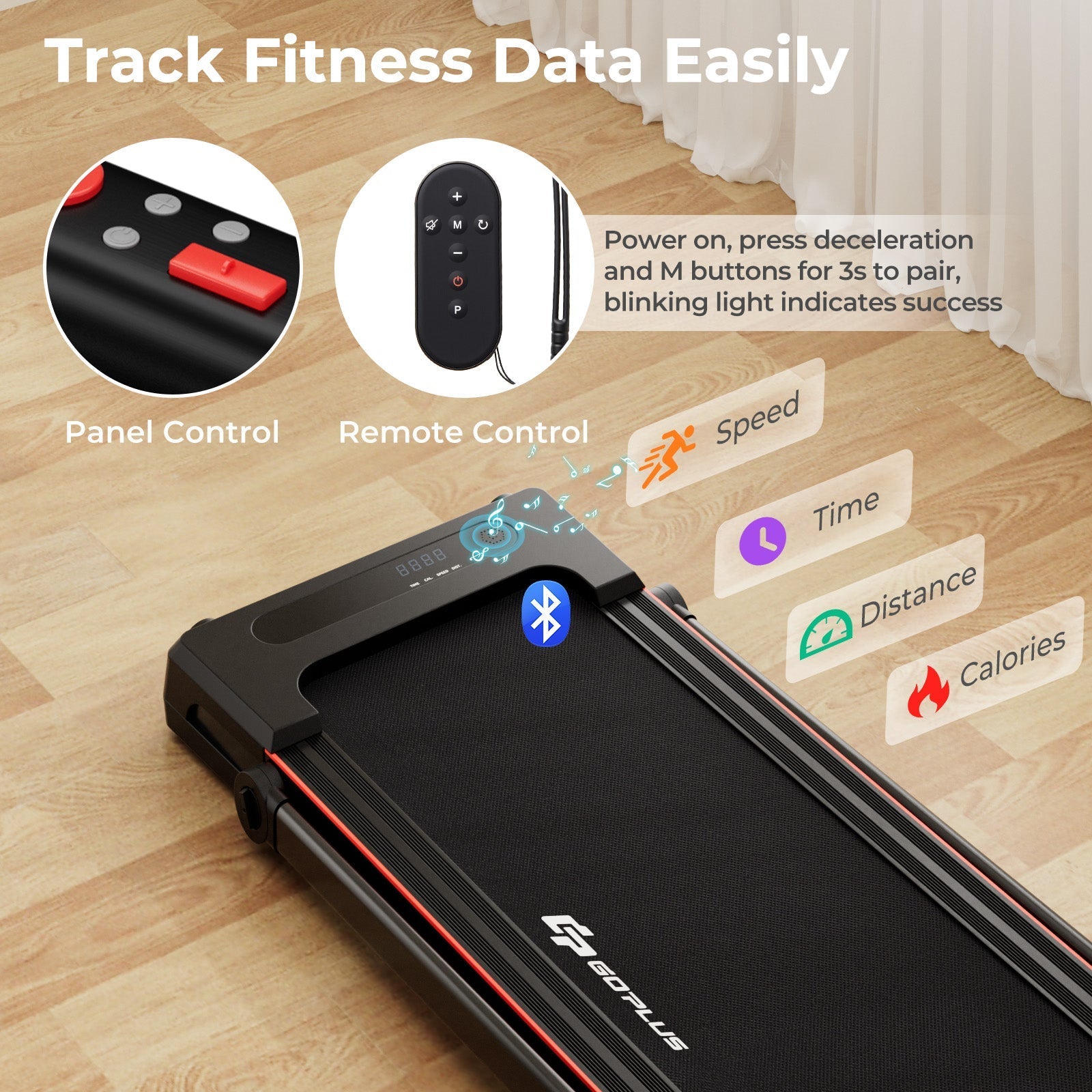 3-in-1 Folding Treadmill with Large Desk and LCD Display