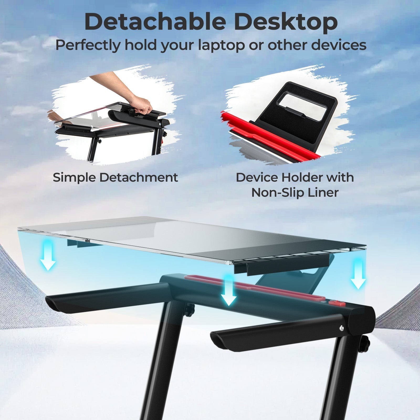 3-in-1 Folding Treadmill with Large Desk and LCD Display