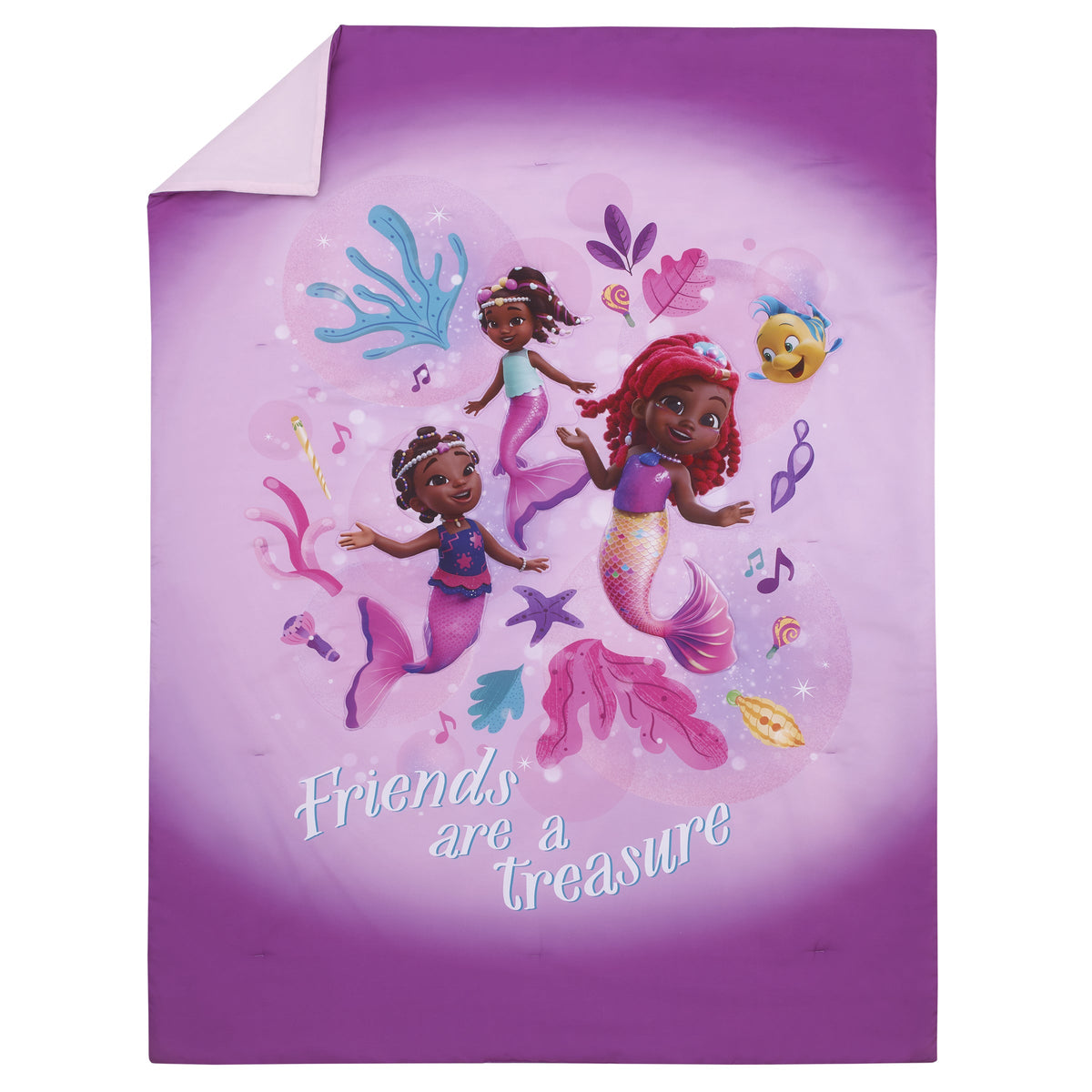 Junior Ariel Pink and Aqua Friends Are A Treasure 4 Piece Toddler Bed Set