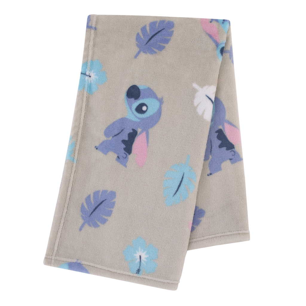 Disney Stitch Gray, Blue, Aqua, and White Super Soft Plush Baby Blanket