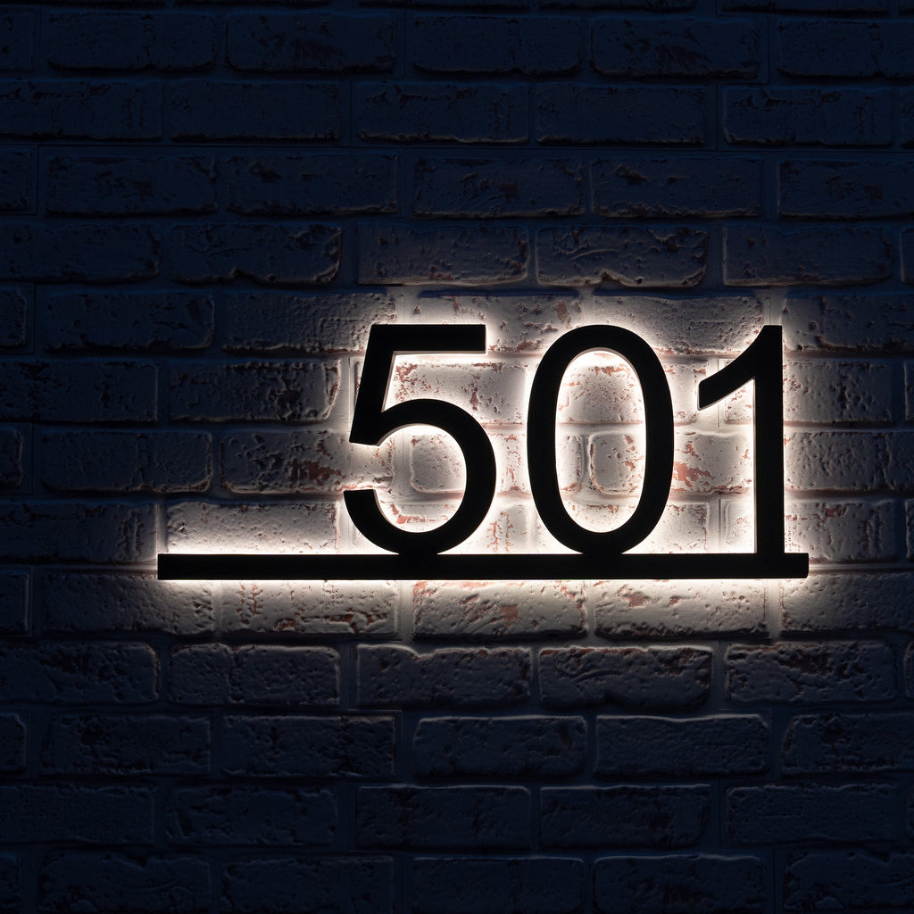 Backlit LED House Numbers with Underline – Modern Illuminated Address Numbers