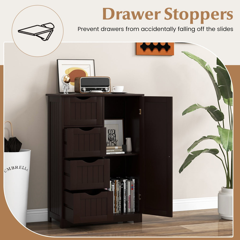 Standing Indoor Wooden Cabinet with 4 Drawers