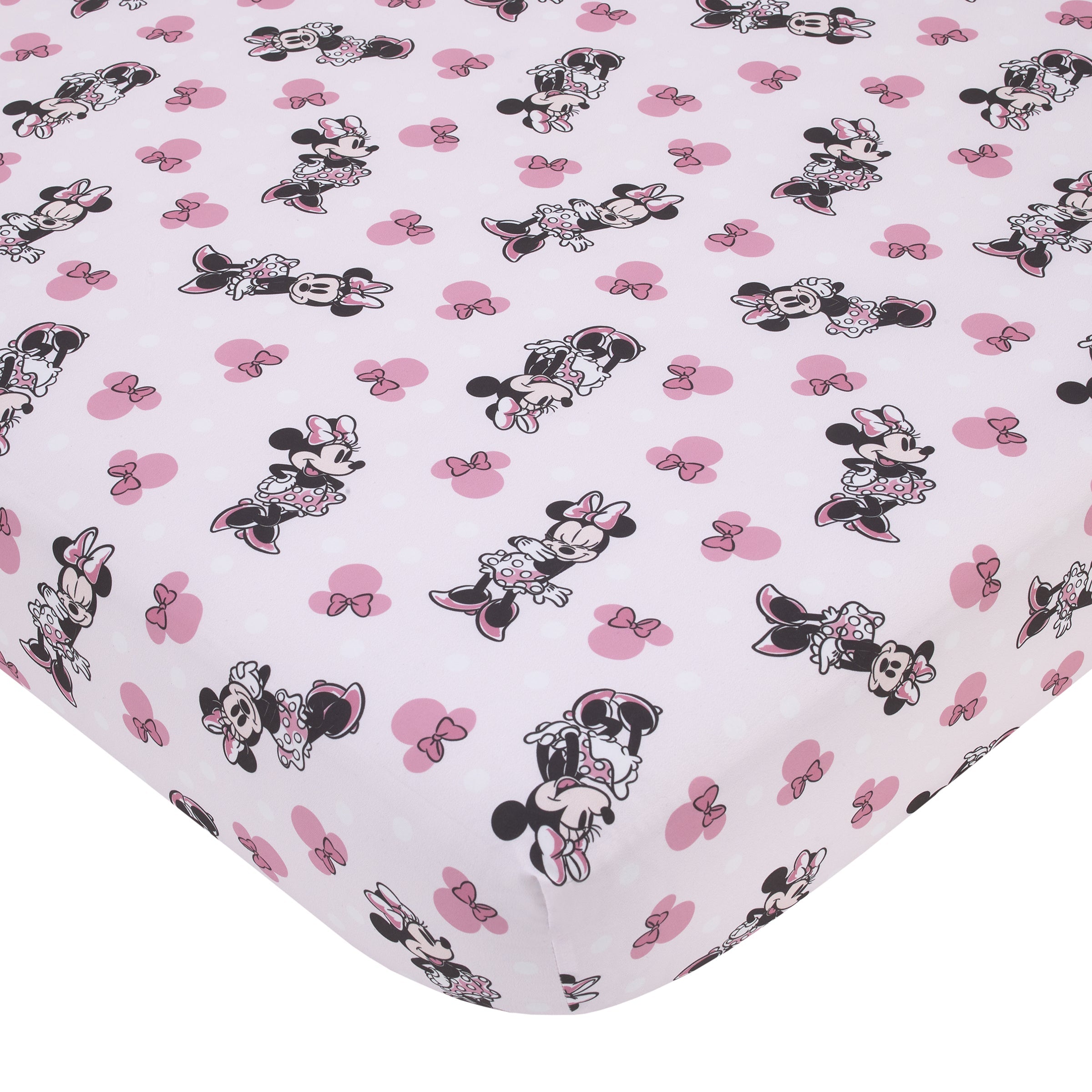 Minnie Mouse Pink, Black, and White Super Soft Nursery Fitted Crib Sheet