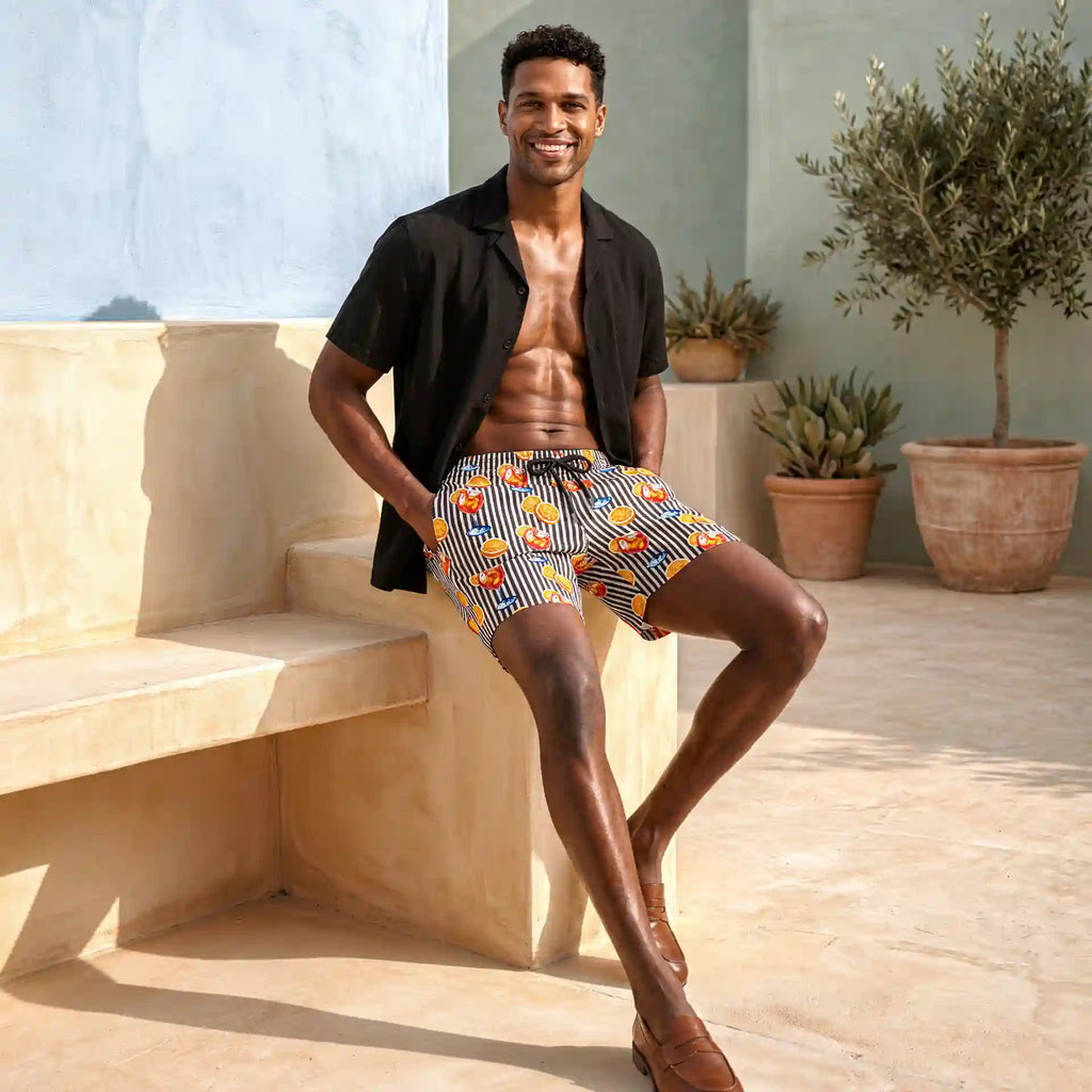 Sunset Spritz, Surf and Storm Hybrid Short, Compression Lined Swim and Resort Trunk
