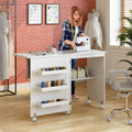 Folding Sewing Craft Table Shelf Storage Cabinet Home Furniture