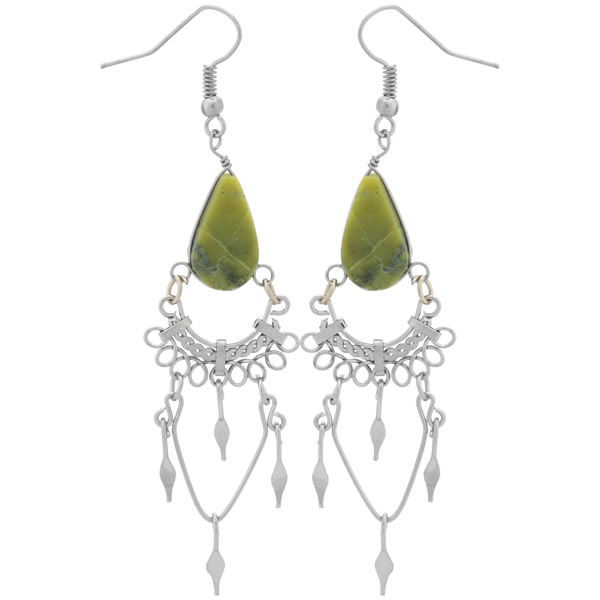 Swirls Chandelier Stone Earrings