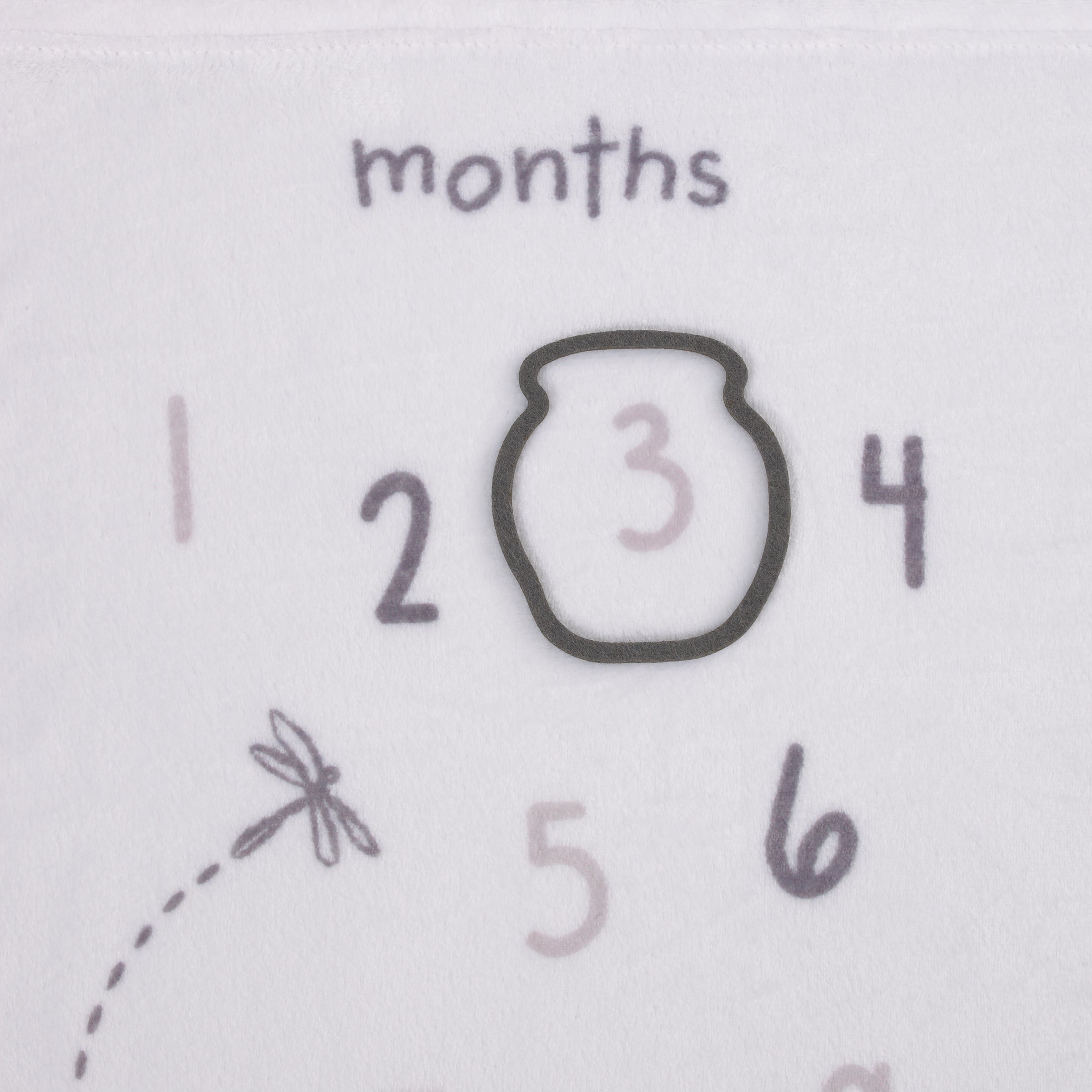 Disney Classic Winnie The Pooh, White, Grey and Lime Super Soft Milestone Baby Blanket