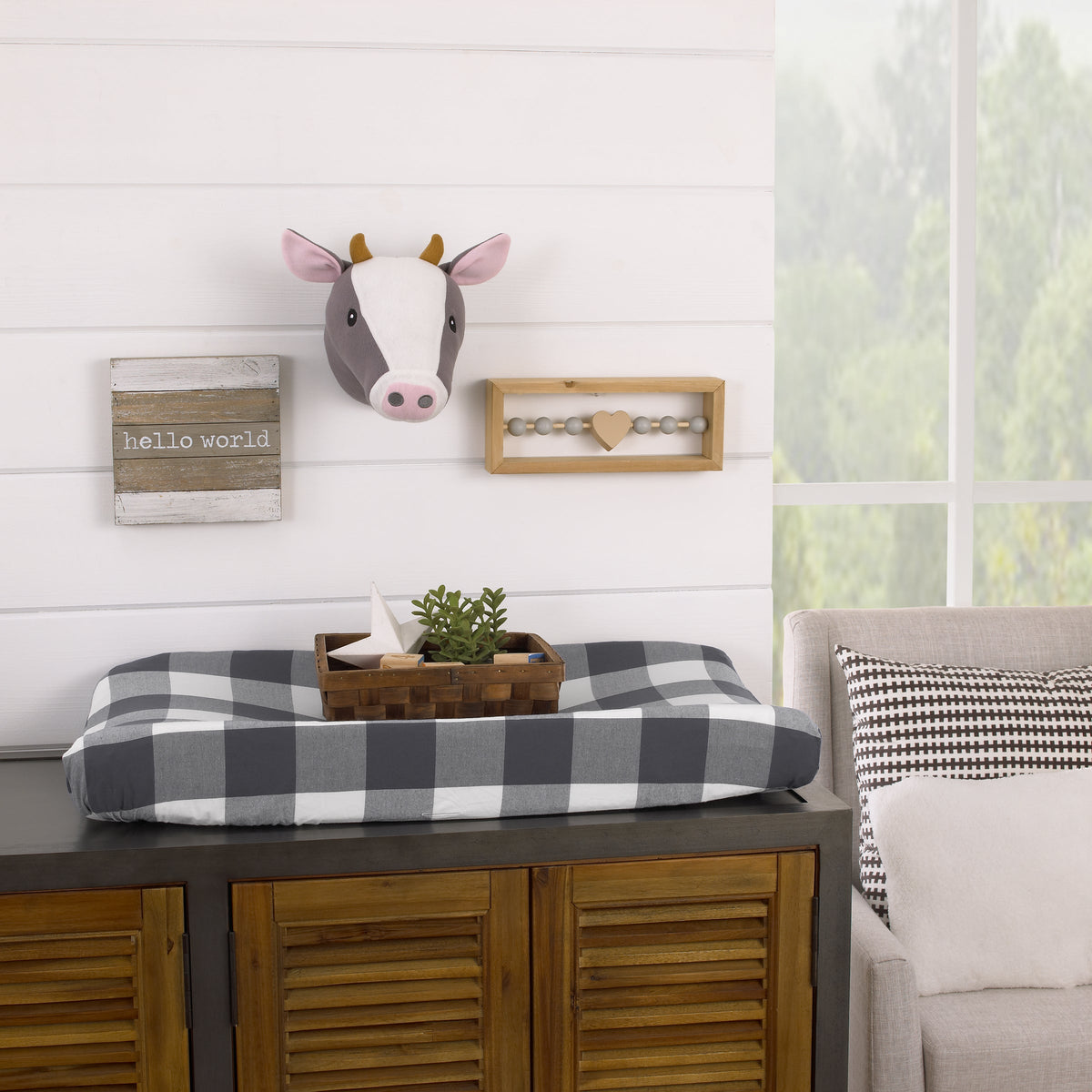 Plush Fleece Grey and White Cow Head Wall DÃ©cor