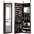 Full Length Mirror Jewelry Cabinet with Ring Slots and Necklace Hooks