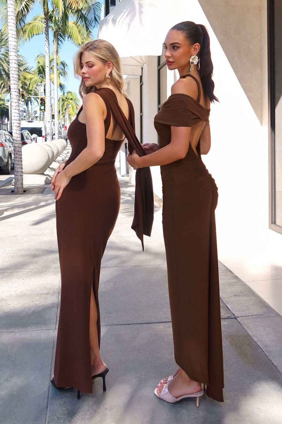 Astee T507 Sophisticated High Neckline Fitted Stretch Evening Dress