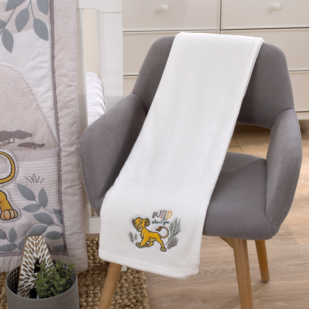 Lion King - Wild About You Ivory Simba Super Soft Baby Blanket with Applique