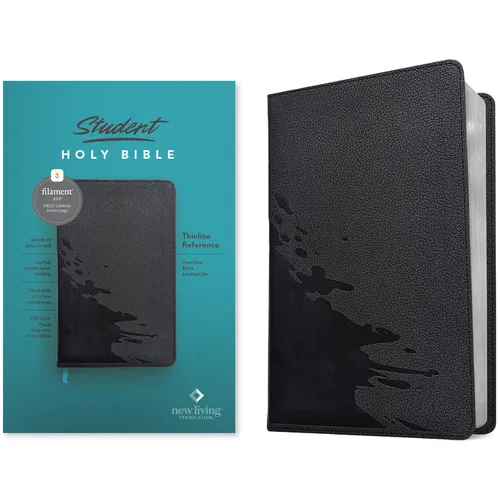 NLT Student Bible, Thinline Reference, Filament Enabled (Leatherlike, Overflow Black, Red Letter) - Imitation Leather