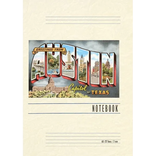 Vintage Lined Notebook Greetings from Austin, Texas - Paperback