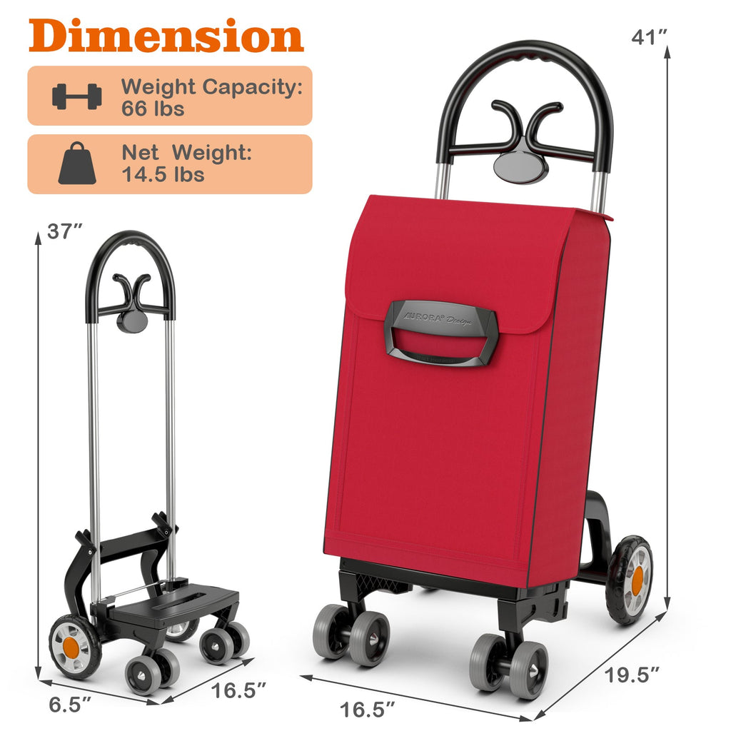 Folding Shopping Cart Utility Hand Truck with Rolling Swivel Wheels
