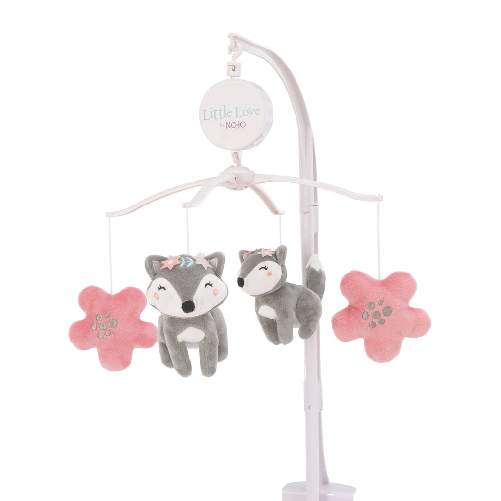 Desert Flower - Fox and Flowers Pink and Grey Musical Mobile