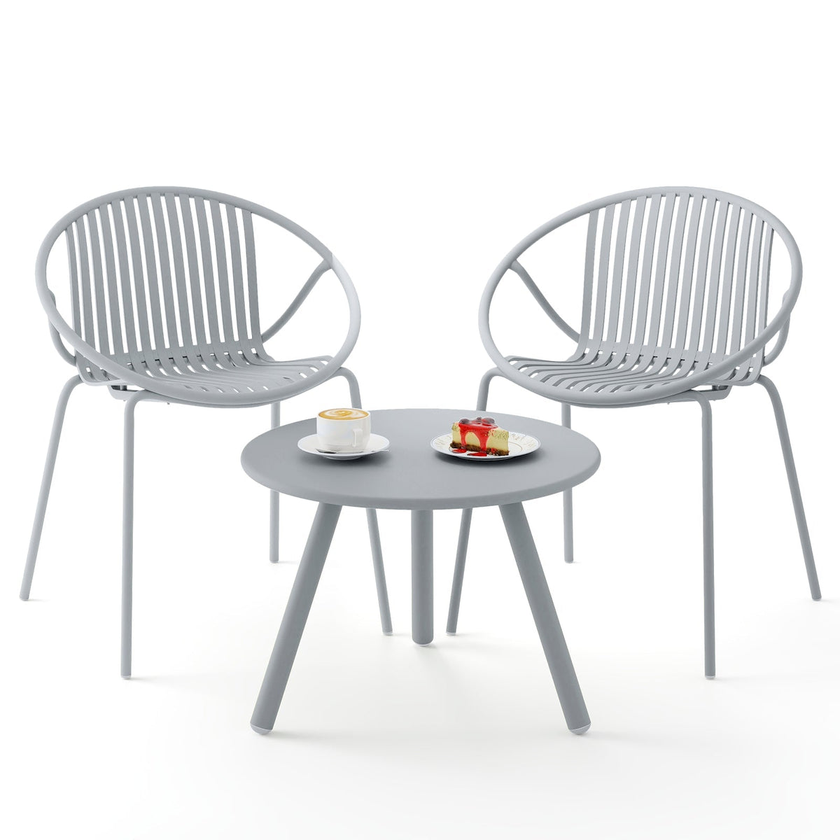 3-Piece Patio Conversation Set with Round Coffee Table