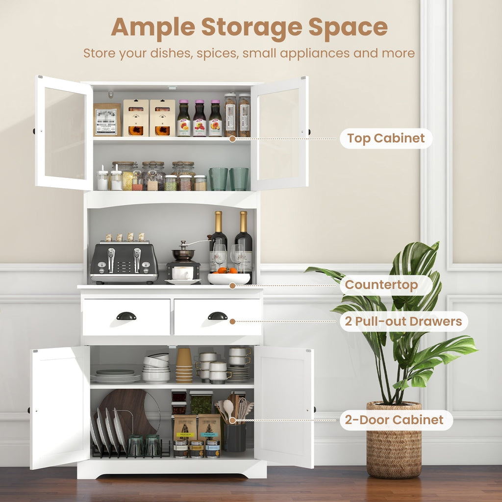 Tall Sideboard with 2 Drawers and Adjustable Shelves