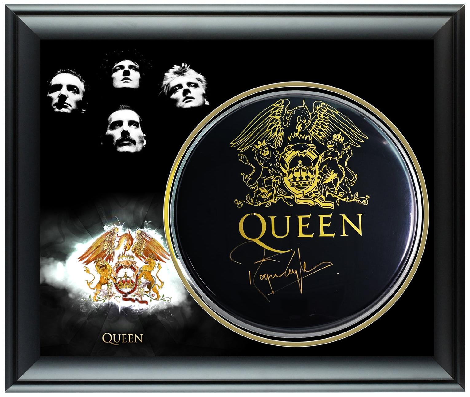 Queen Roger Taylor Signed Custom Framed Drum Head Display