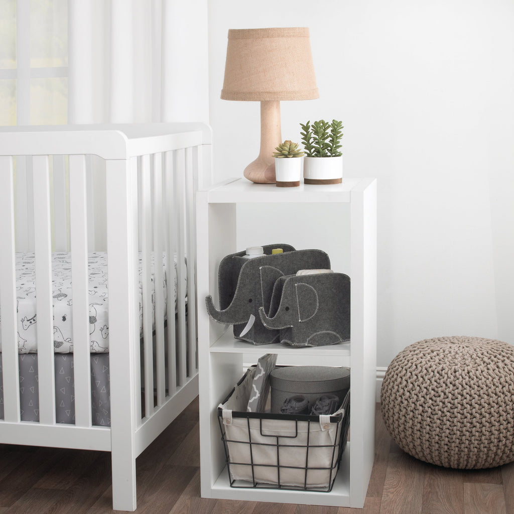 Little Love by NoJo Grey Felt Elephant Shaped Nursery Storage Caddys - 2 Pk