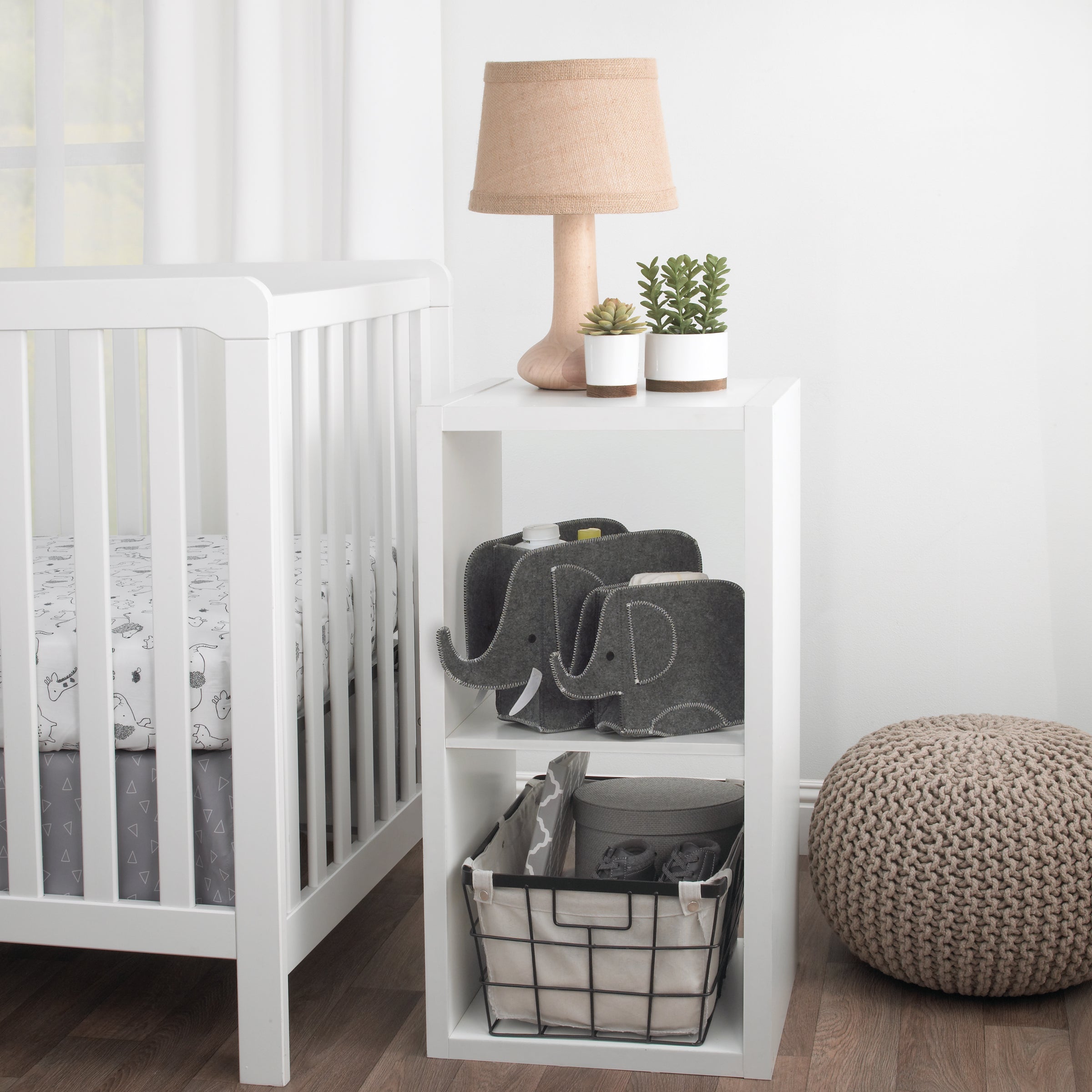 Little Love by NoJo Grey Felt Elephant Shaped Nursery Storage Caddys - 2 Pk