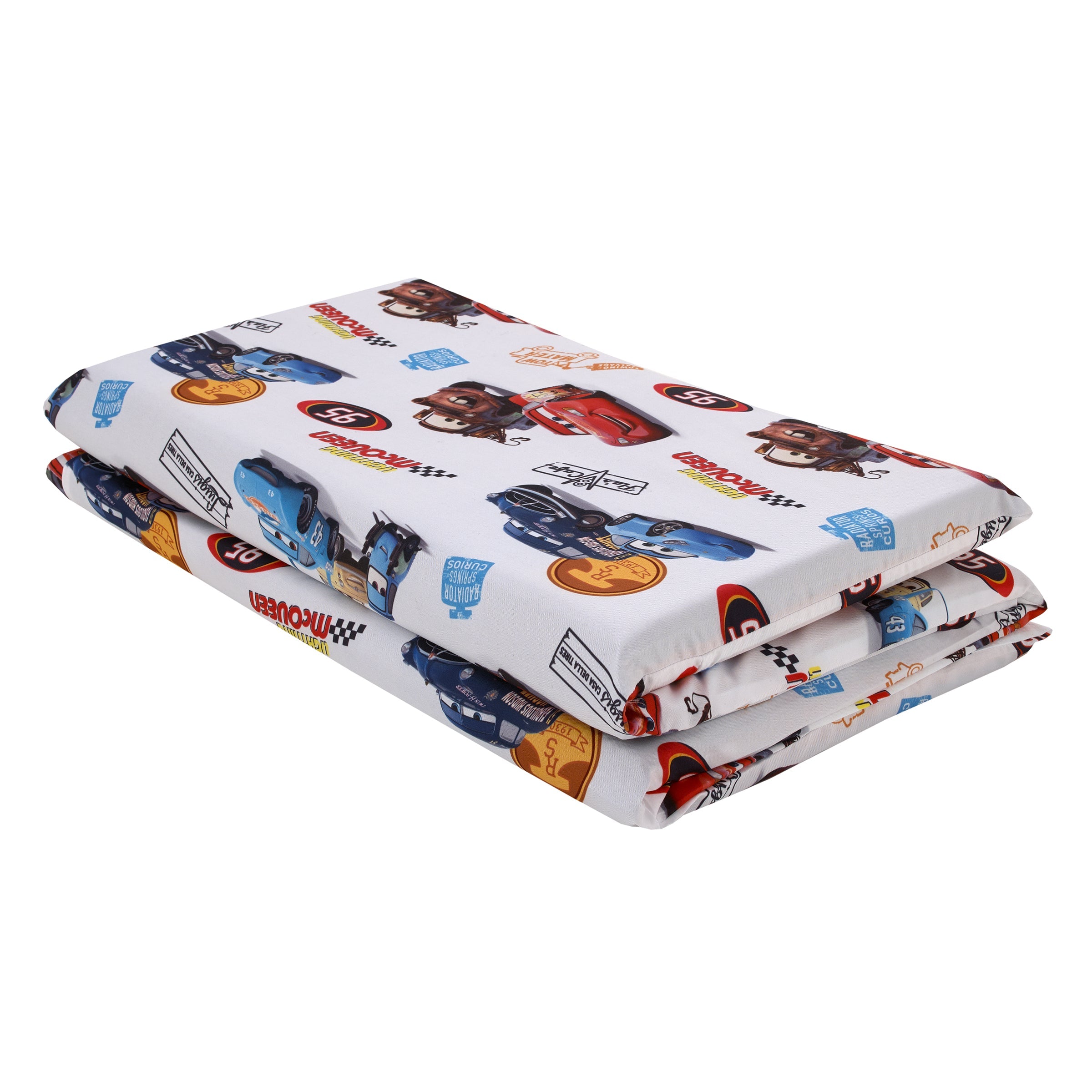 Cars Radiator Springs White, Blue, and Red Lightning McQueen and Tow-Mater Preschool Nap Pad Sheet