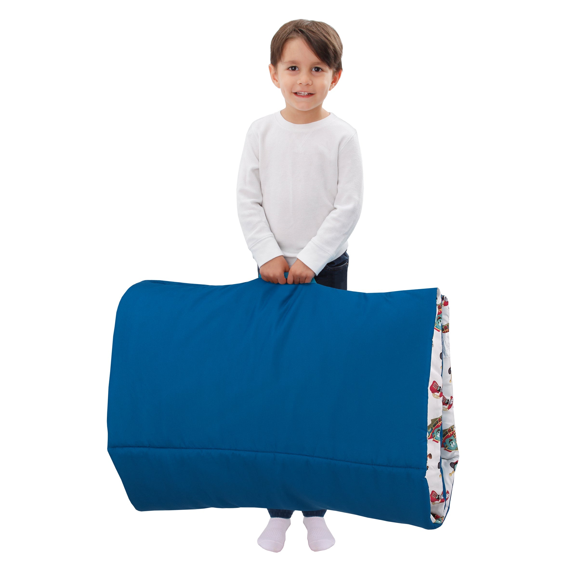 Mickey Mouse Funhouse Crew Blue, Red and Yellow, Funny,  Donald Duck, Goofy and Pluto Deluxe Easy Fold Toddler Nap Mat