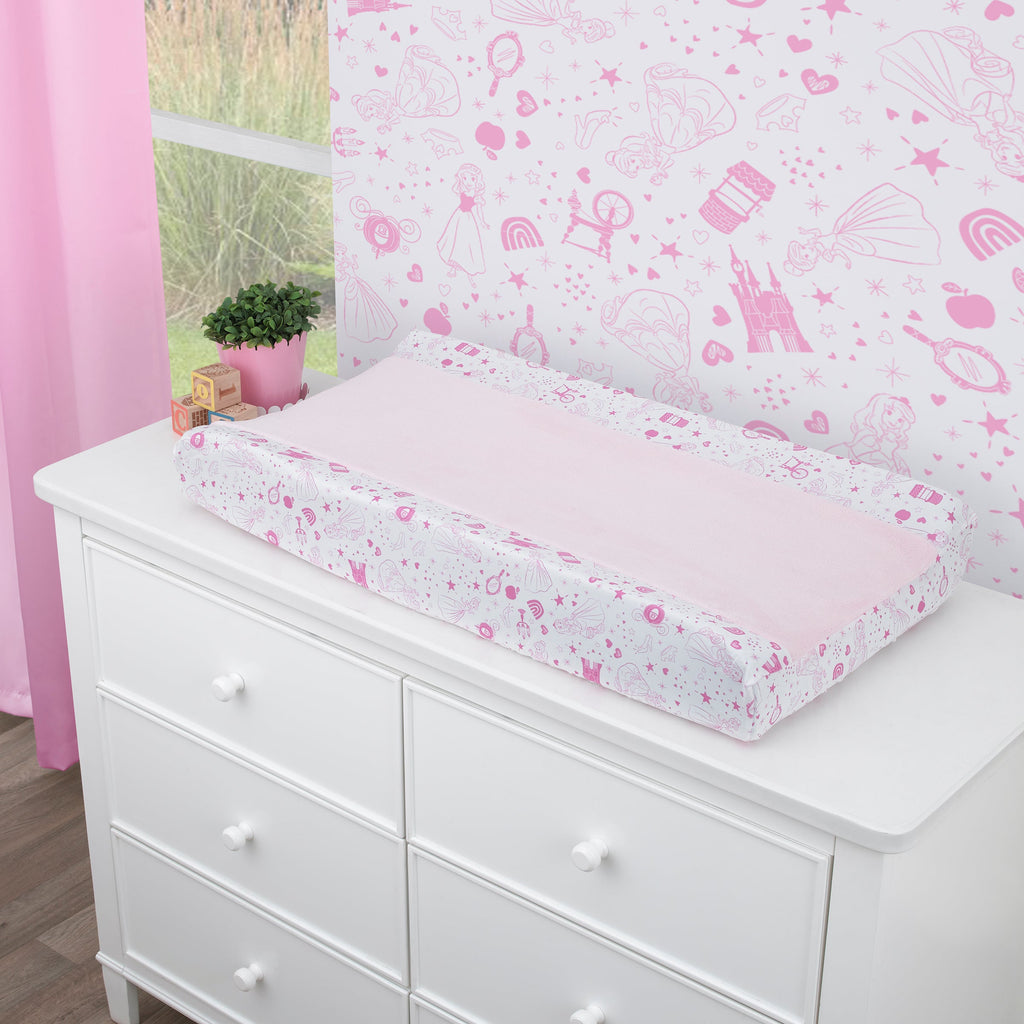 Princess - Dare to Dream Super Soft Pink and White Changing Pad Cover