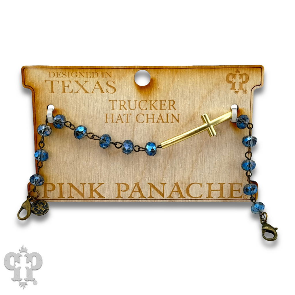 Gold cross beaded trucker hat chain