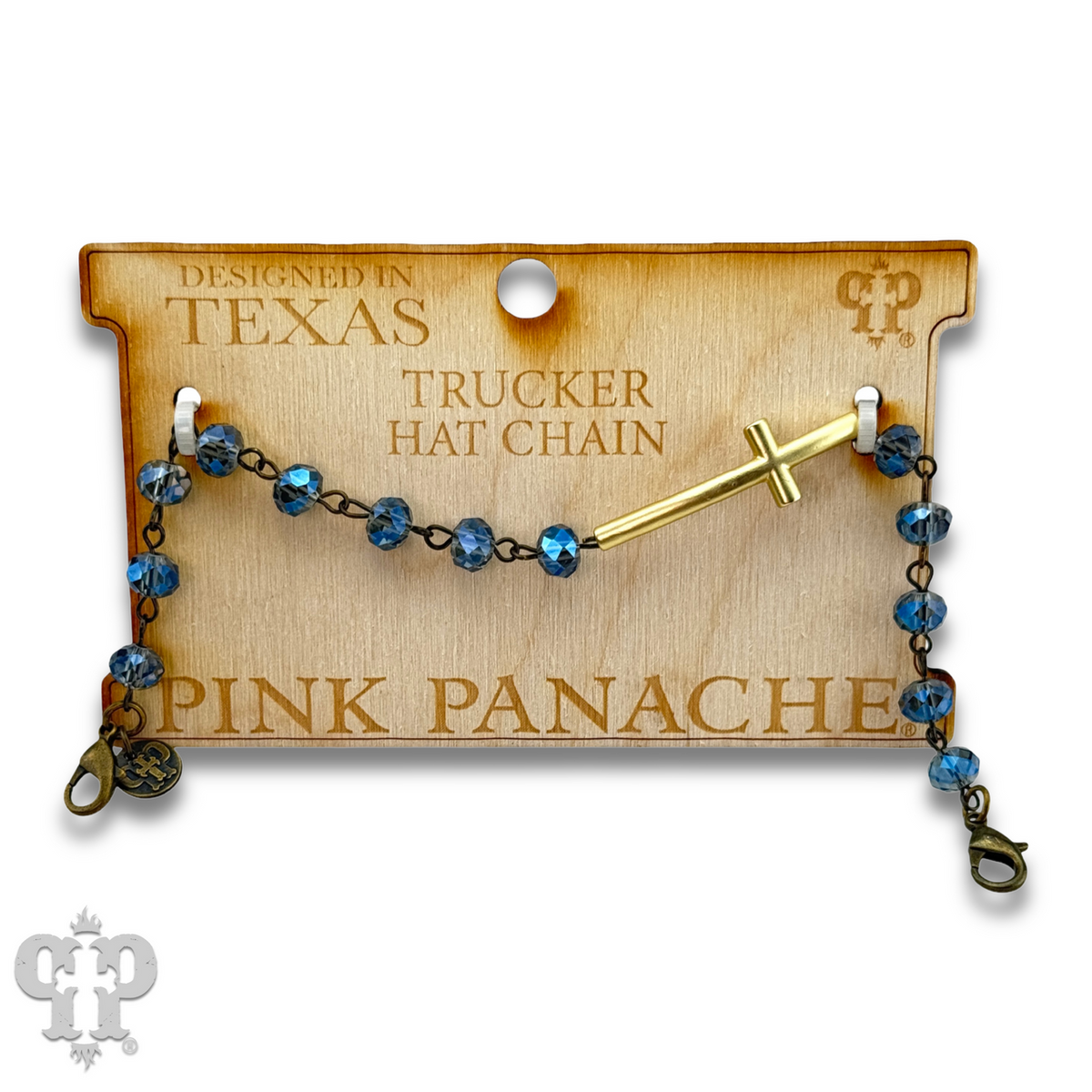 Gold cross beaded trucker hat chain
