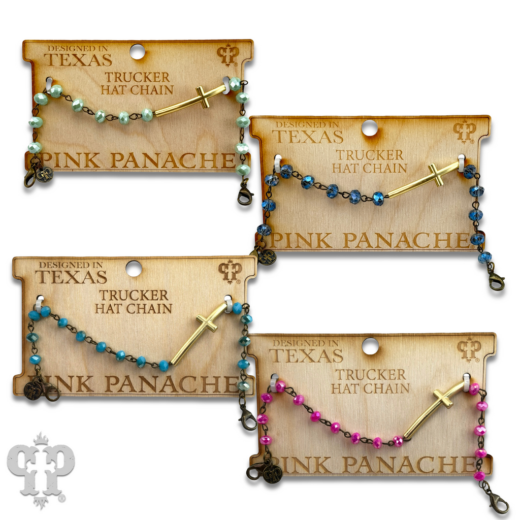 Gold cross beaded trucker hat chain