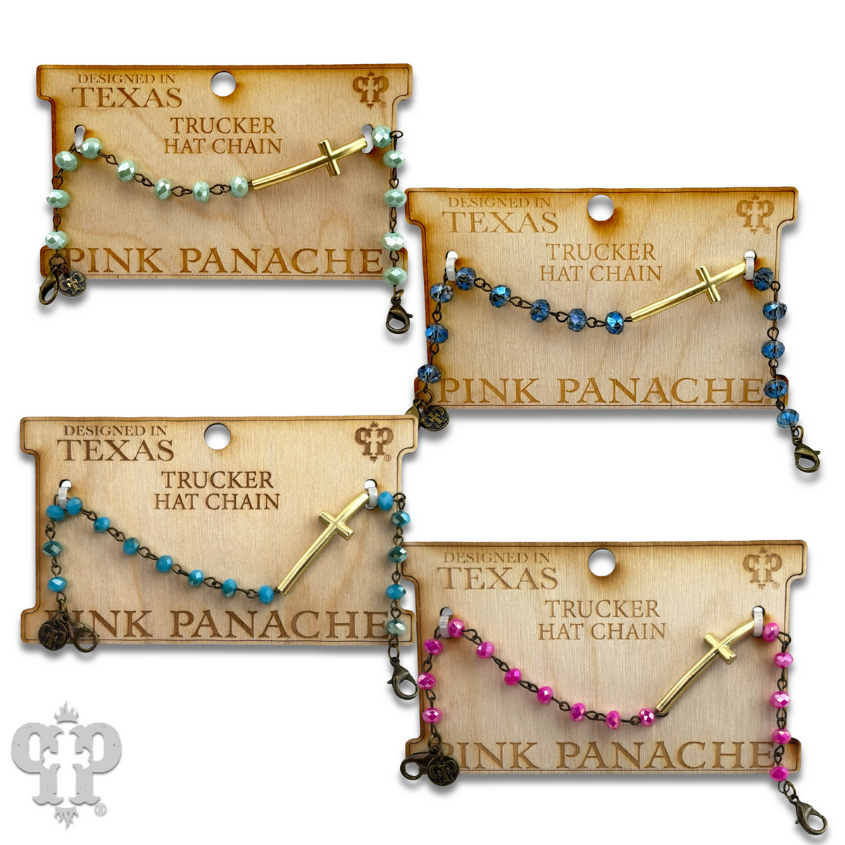 Gold cross beaded trucker hat chain