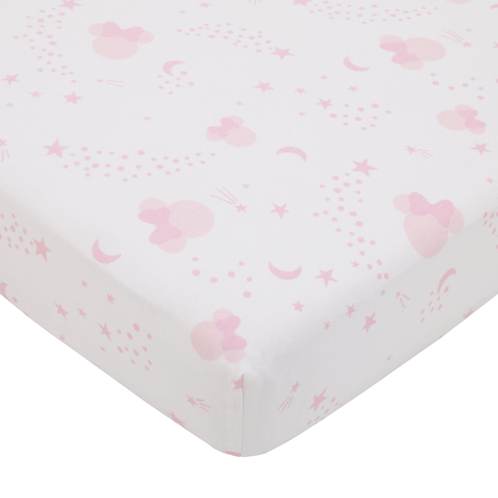 Minnie Mouse Twinkle Twinkle Minnie Pink, White and Metallic Gold 3 Piece Crib Bedding Set