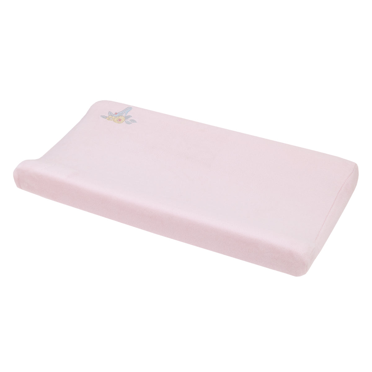 Sweet Princess Pink and Light Blue Appliqued Glass Slipper Contoured Changing Pad Cover