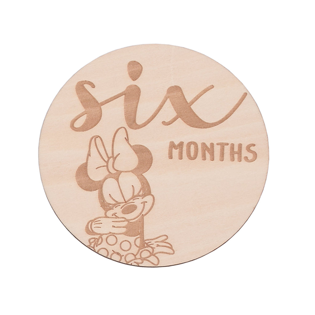Minnie Mouse Natural Wood Tone, 12 Piece Wooden Engraved Milestone Cards