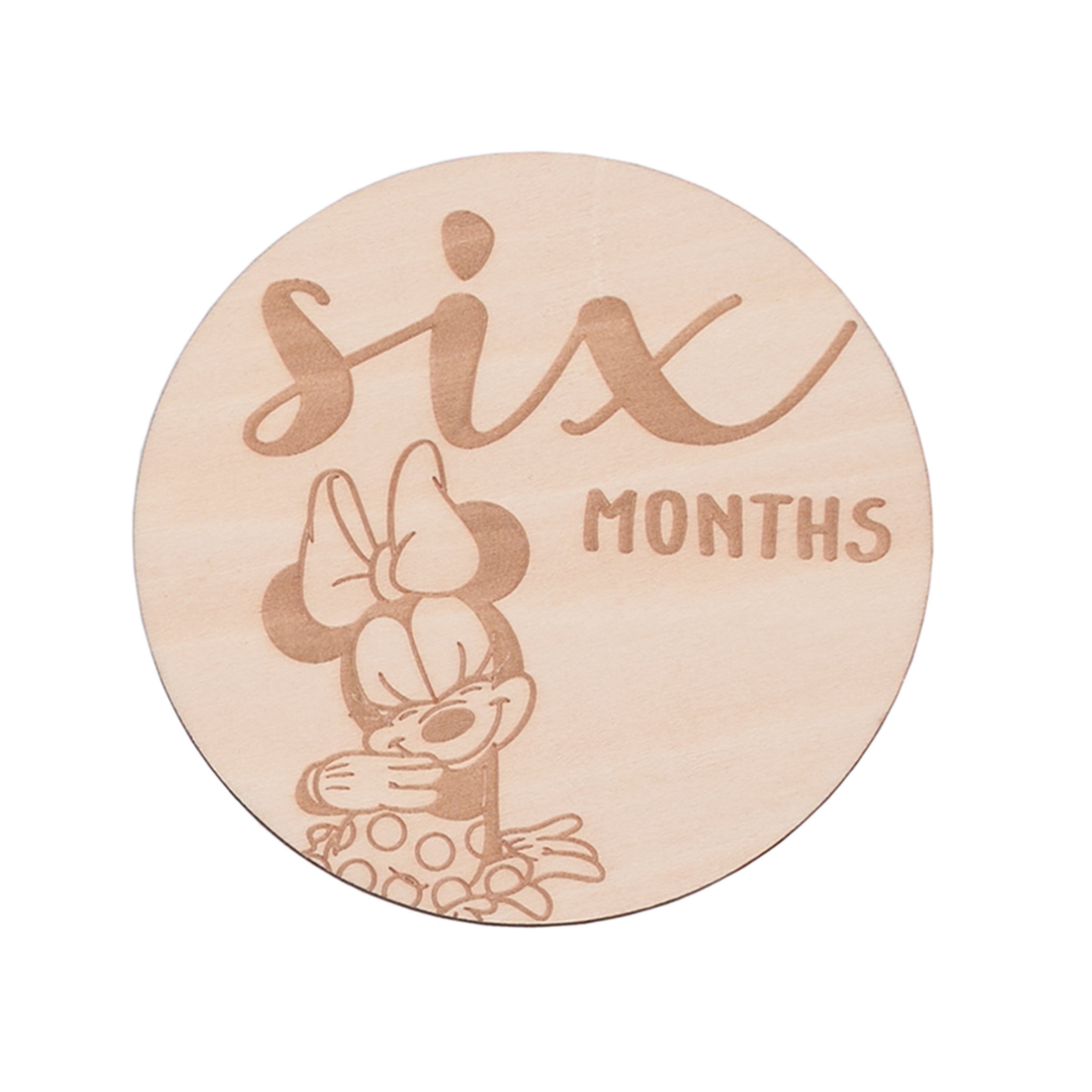 Minnie Mouse Natural Wood Tone, 12 Piece Wooden Engraved Milestone Cards