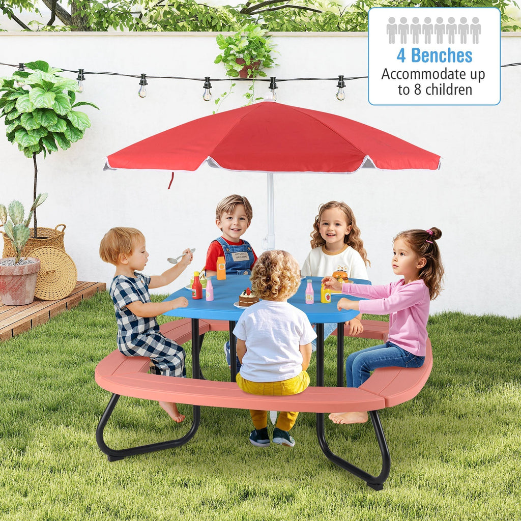 Toddler Outdoor Activity Table with Adjustable and Collapsible Umbrella