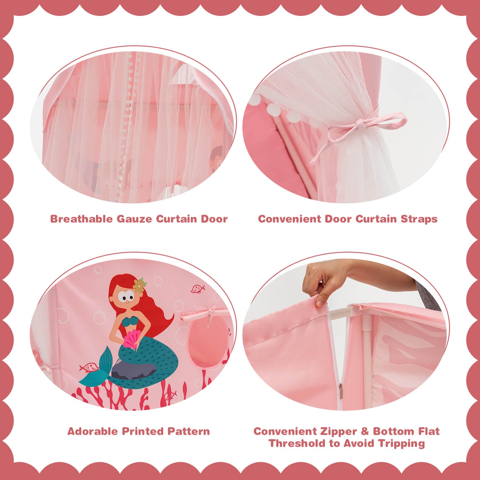 Large Kids Play Tent with Removable Cotton Mat