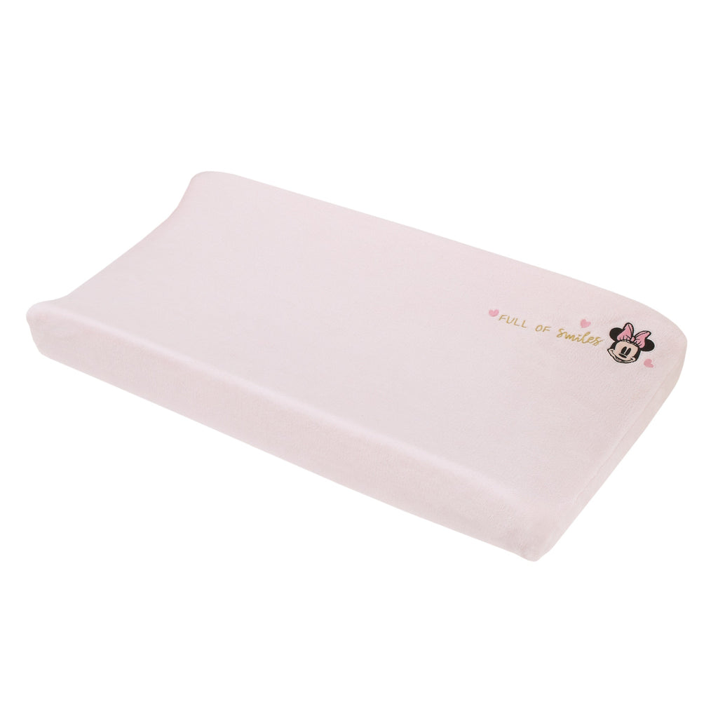 Minnie Mouse My Happy Place Pink Super Soft Appliqued Contoured Changing Pad Cover