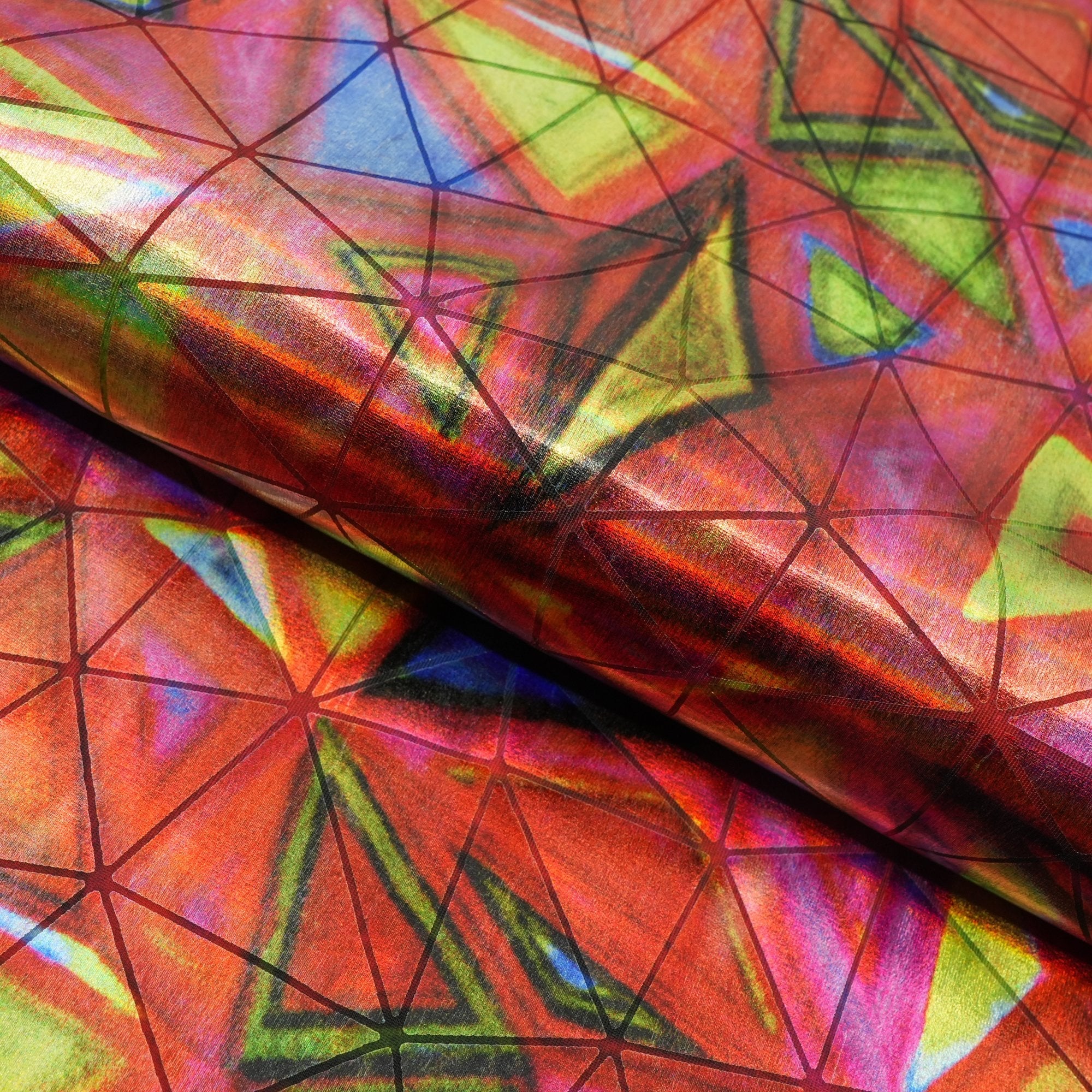 Triad Foiled Spandex Fabric | Blue Moon Fabrics