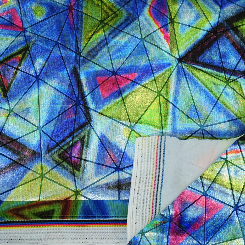 Triad Foiled Spandex Fabric | Blue Moon Fabrics