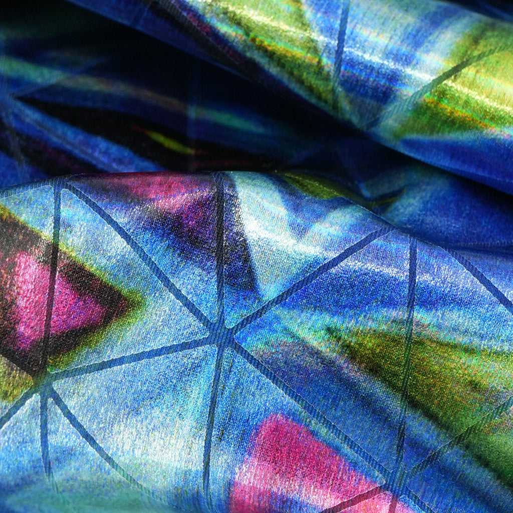 Triad Foiled Spandex Fabric | Blue Moon Fabrics