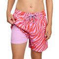 Tropical Swirl, Coral and Orchid Boys Hybrid Short, Swim and Play Trunk