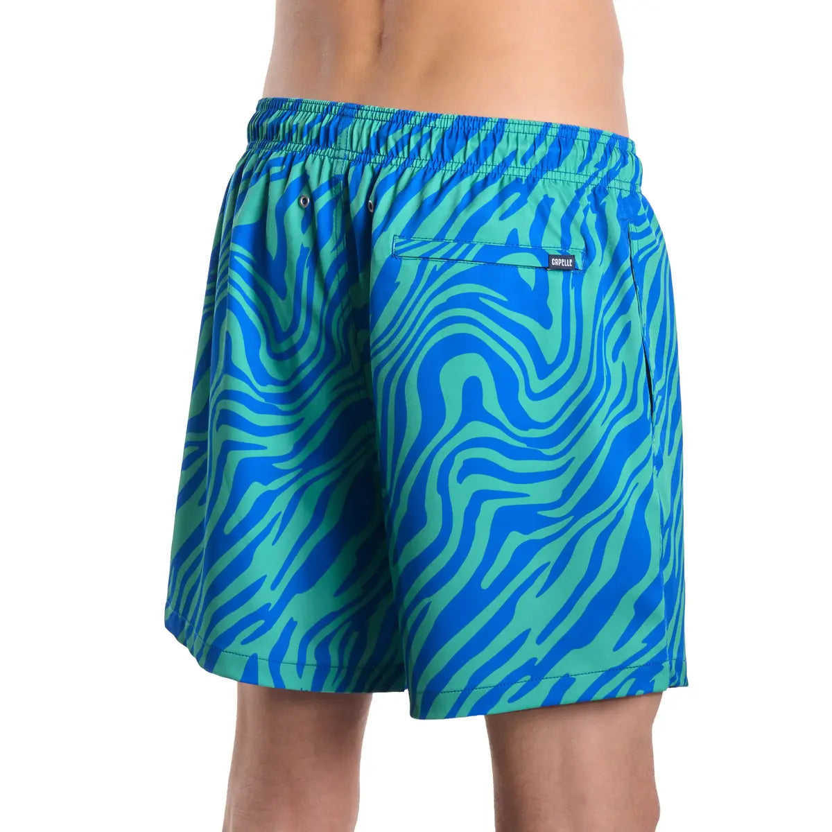 Tropical Swirl, Ocean and Palm Hybrid Short, Compression Lined Swim and Resort Trunk