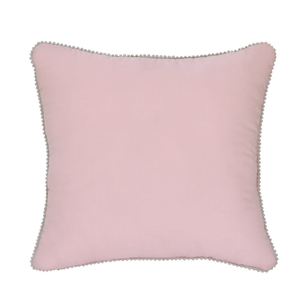 Disney Princess Enchanting Dreams Pink and Gold Embroidered Crown Decorative Throw Pillow with White Pom Pom Trim